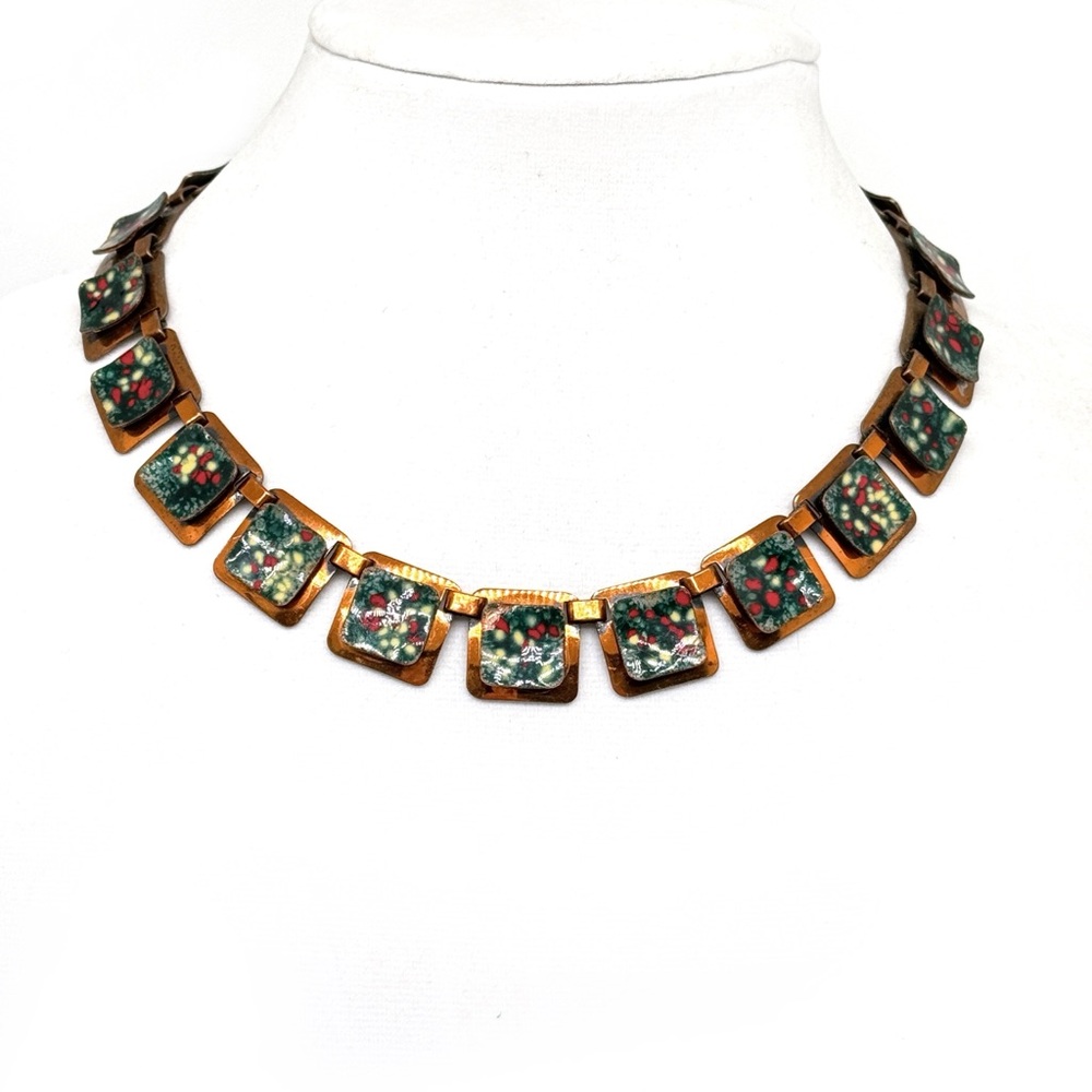 Matisse Renoir Copper and Enamel Square Link Necklace